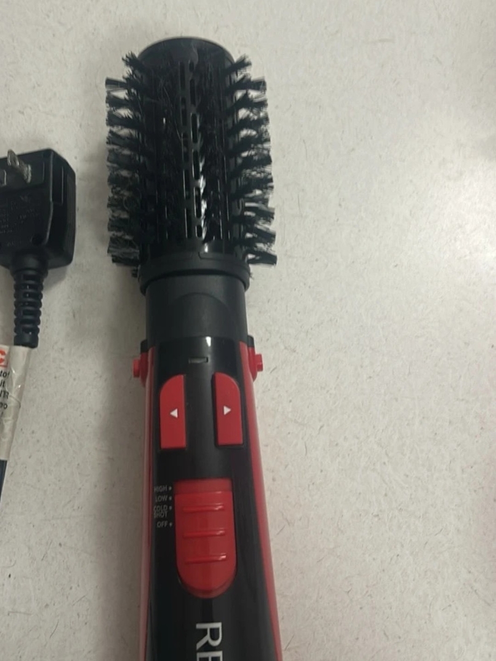 Black and Red Rotating Hot Air Styling Brush for Women